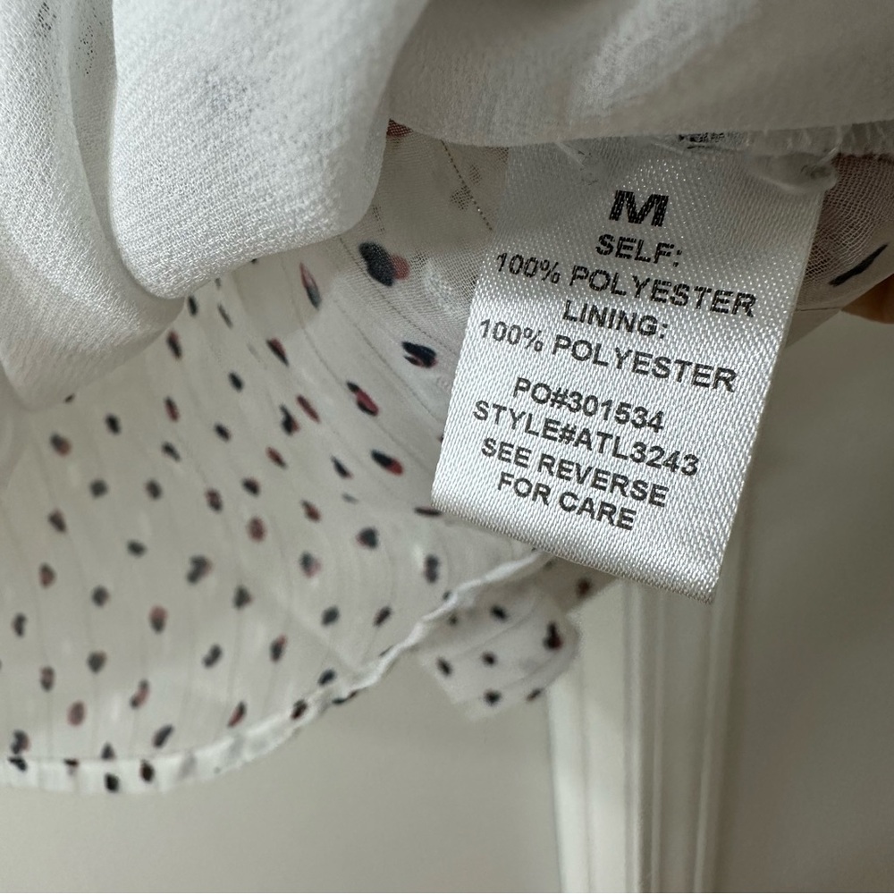 Promesa White Lace Victorian Style Blouse w/ Black & Red Polka Dots, Size Medium - Picture 5 of 10